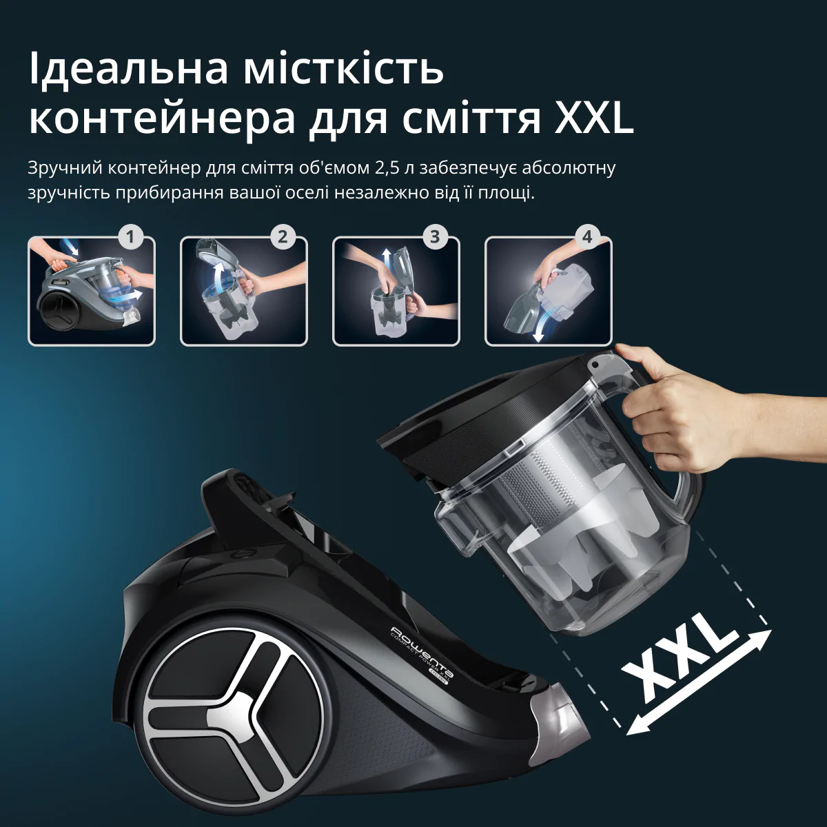 Пилосос безмішковий Rowenta Compact Power XXL Animal + Kit RO4B63EA