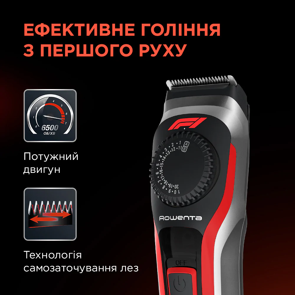 Тример для бороди та вусів Rowenta Formula 1 TN384MF0